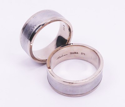 Lot 278 - Two 9ct White Gold & Titanium Wedding Bands.