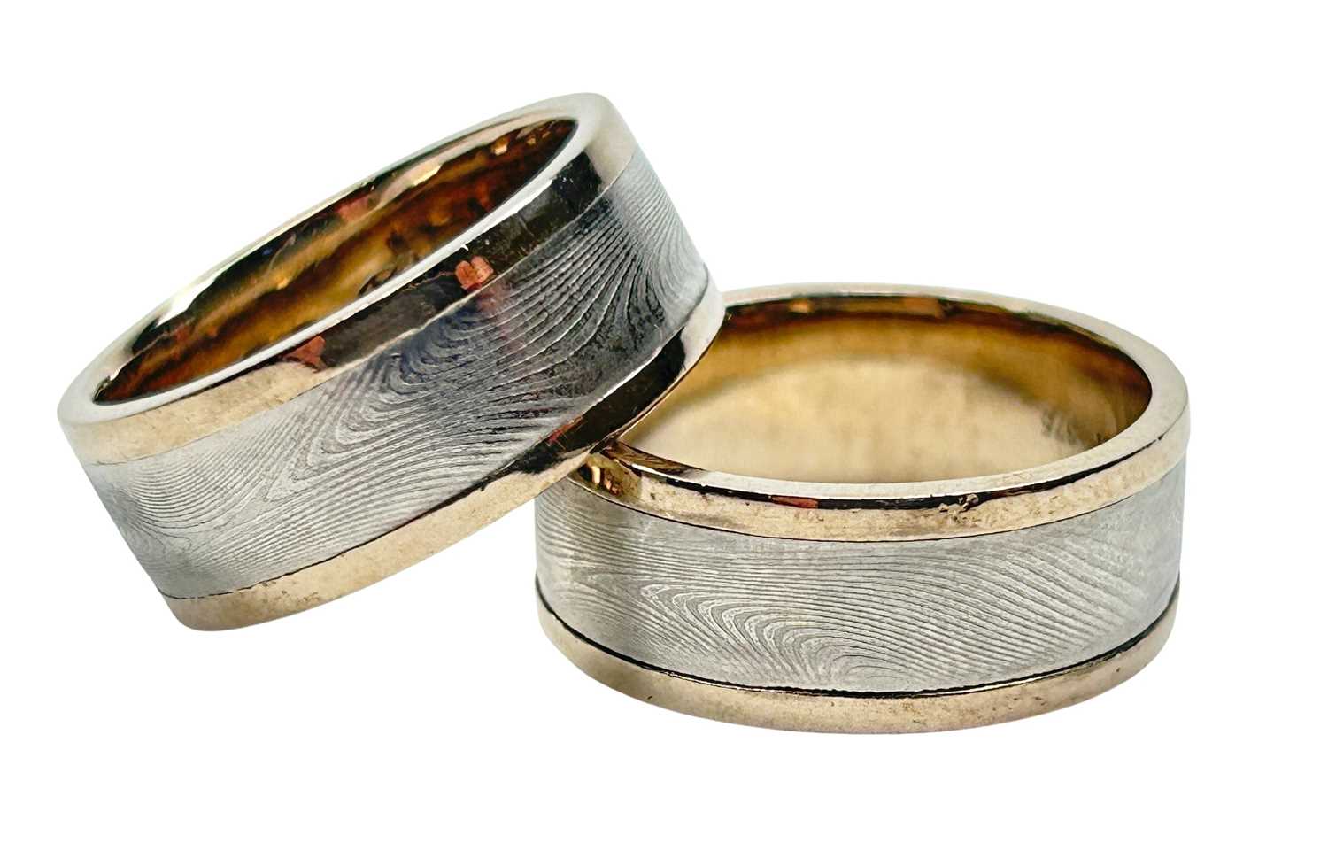 Lot 197 - Two 9ct White Gold & Titanium Wedding Bands.