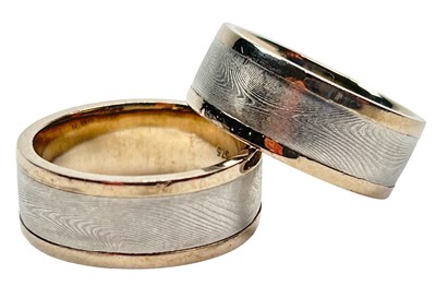 Lot 197 - Two 9ct White Gold & Titanium Wedding Bands.